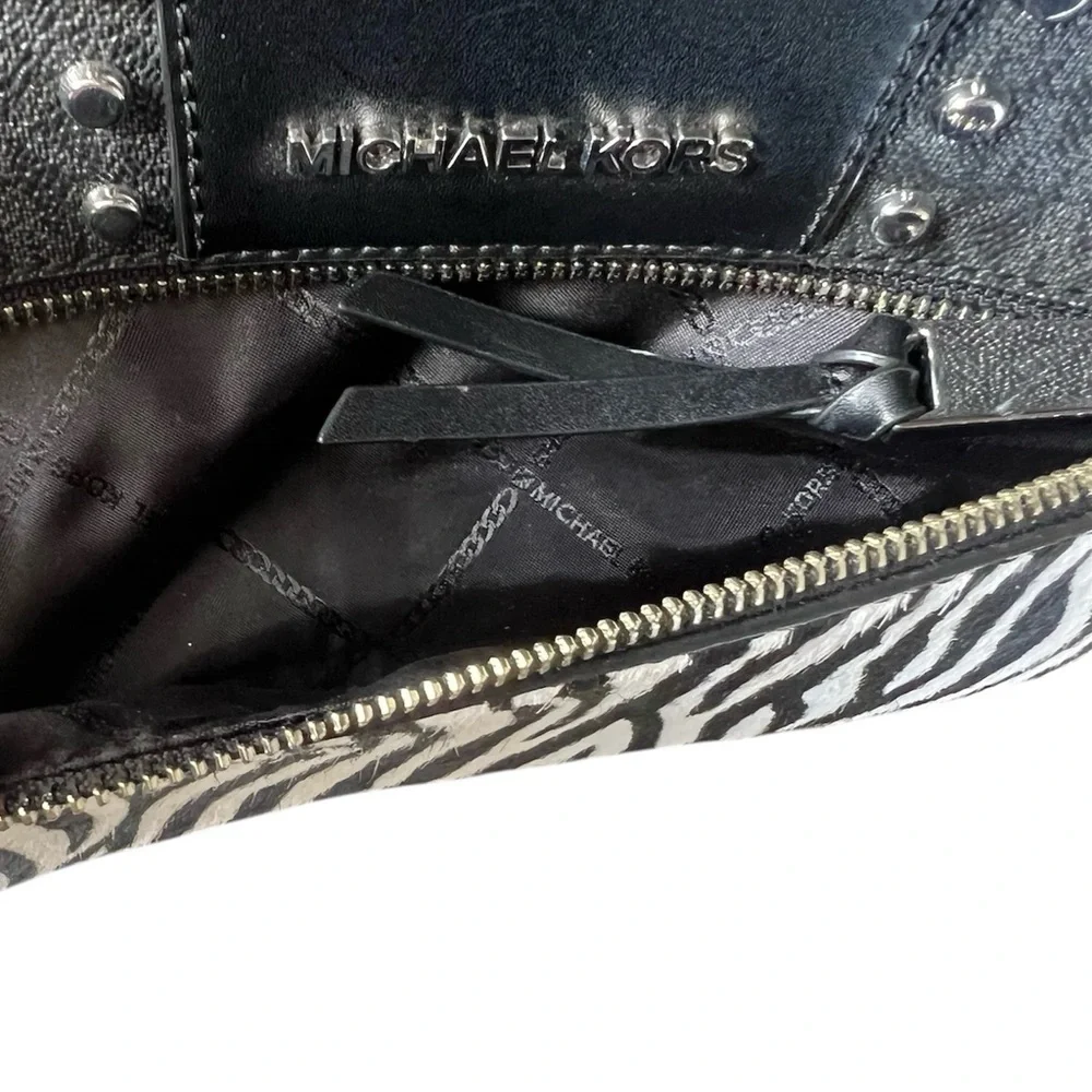 Michael Kors Rhea Medium Studded Logo and Zebra Backpack NWOT